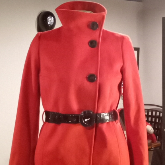 NWOT Anne Taylor Factory Red Wool Coat. Size 0. NWOT - Picture 6 of 14
